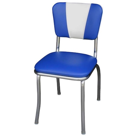 Richardson Seating Corp Richardson Seating Corp 4120RBL 4120 V -Back Diner Chair -Royal Blue-White- with 1 in. Pulled Seat  - Chrome 4120RBL